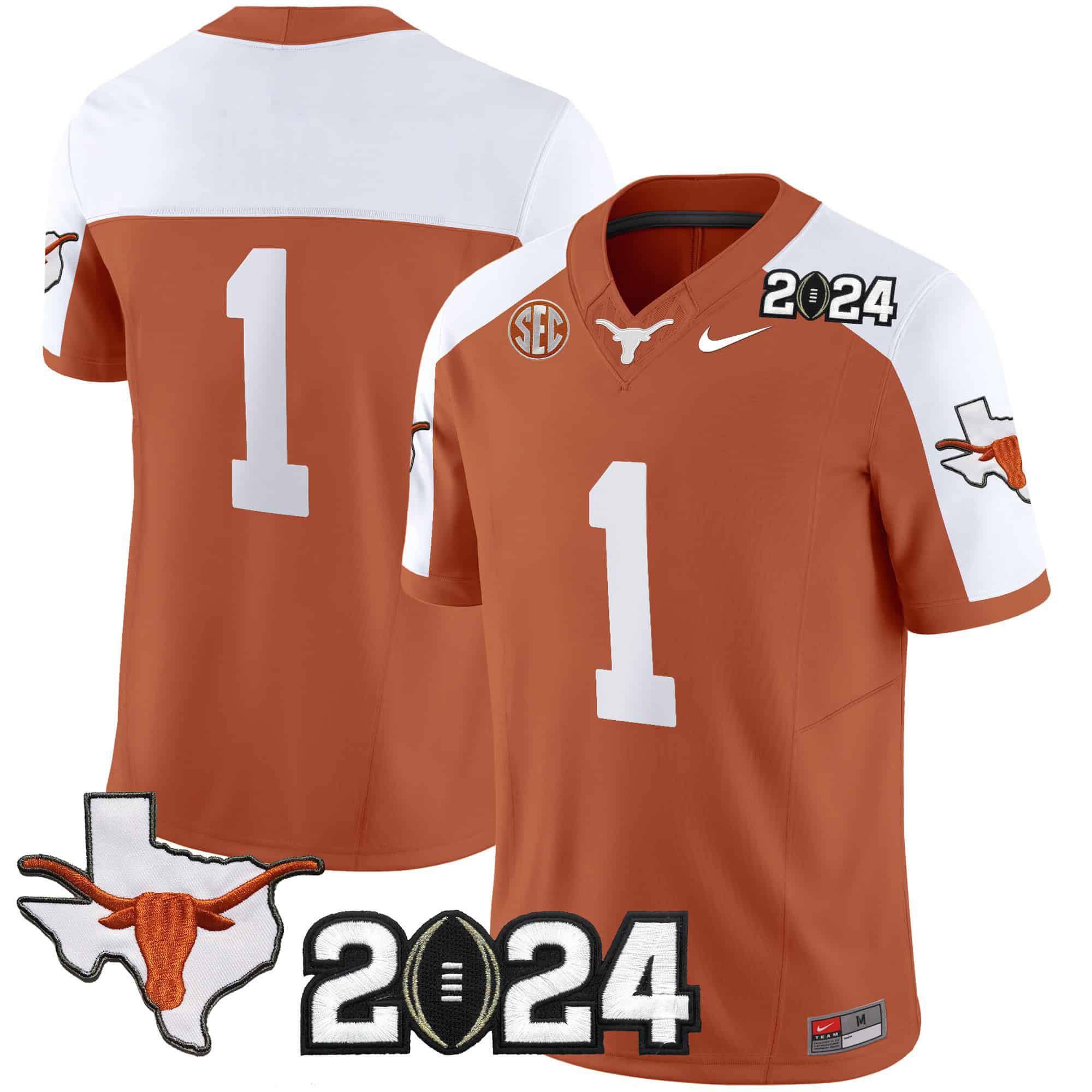 Men Texas Longhorns #1 No Name Orange 2024 Nike Vapor Limited NCAA Jersey->indianapolis colts->NFL Jersey